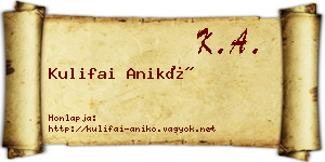 Kulifai Anikó névjegykártya